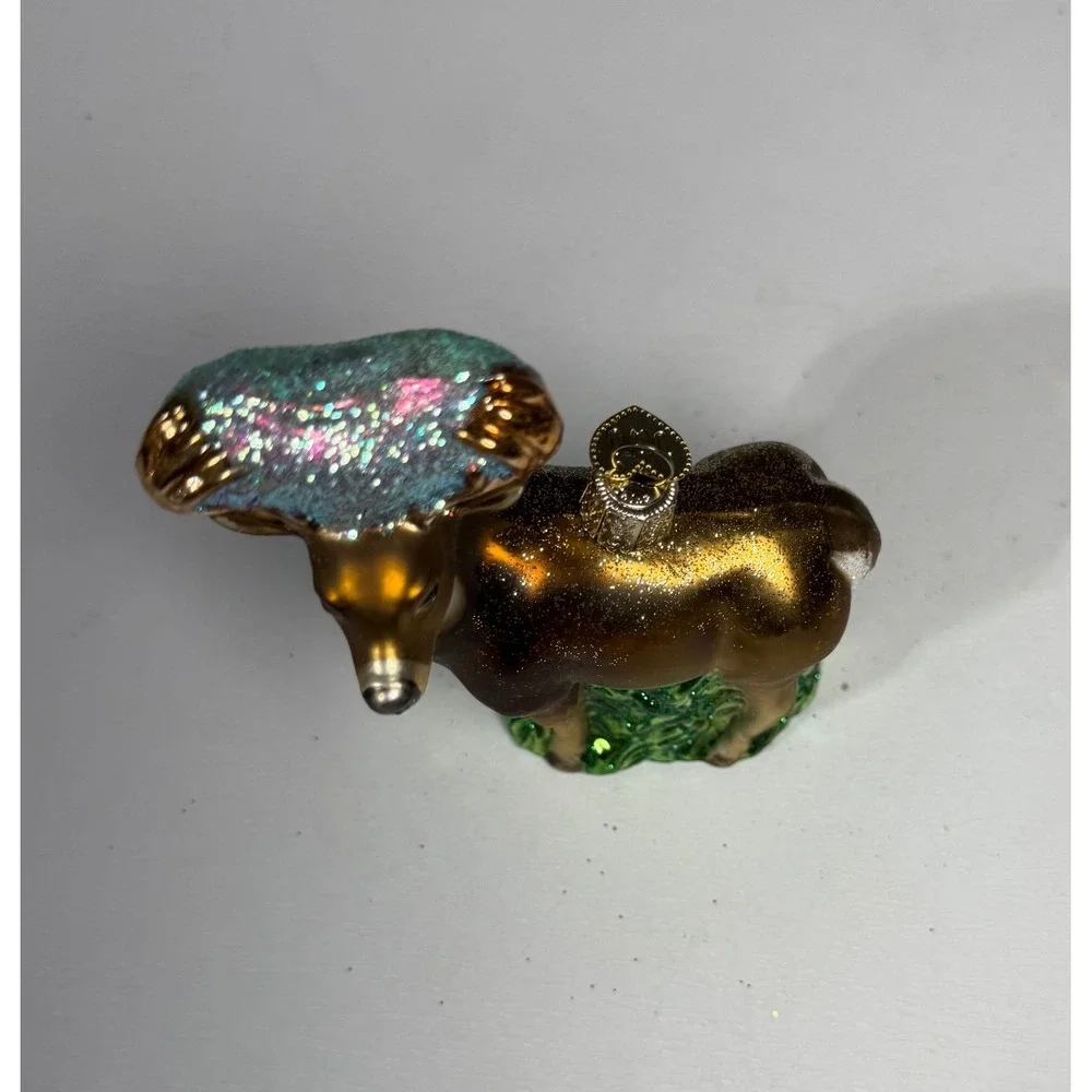OWC‎ Sparkling Woodland Deer Ornament Glitter Antlers Christmas Tree Decor